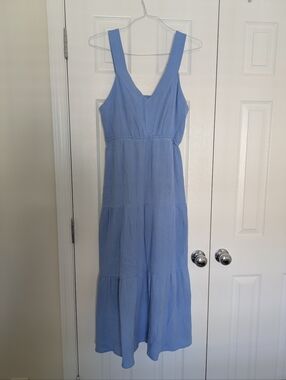 Steve Madden Blue Cotton Maxi Dress Sz L